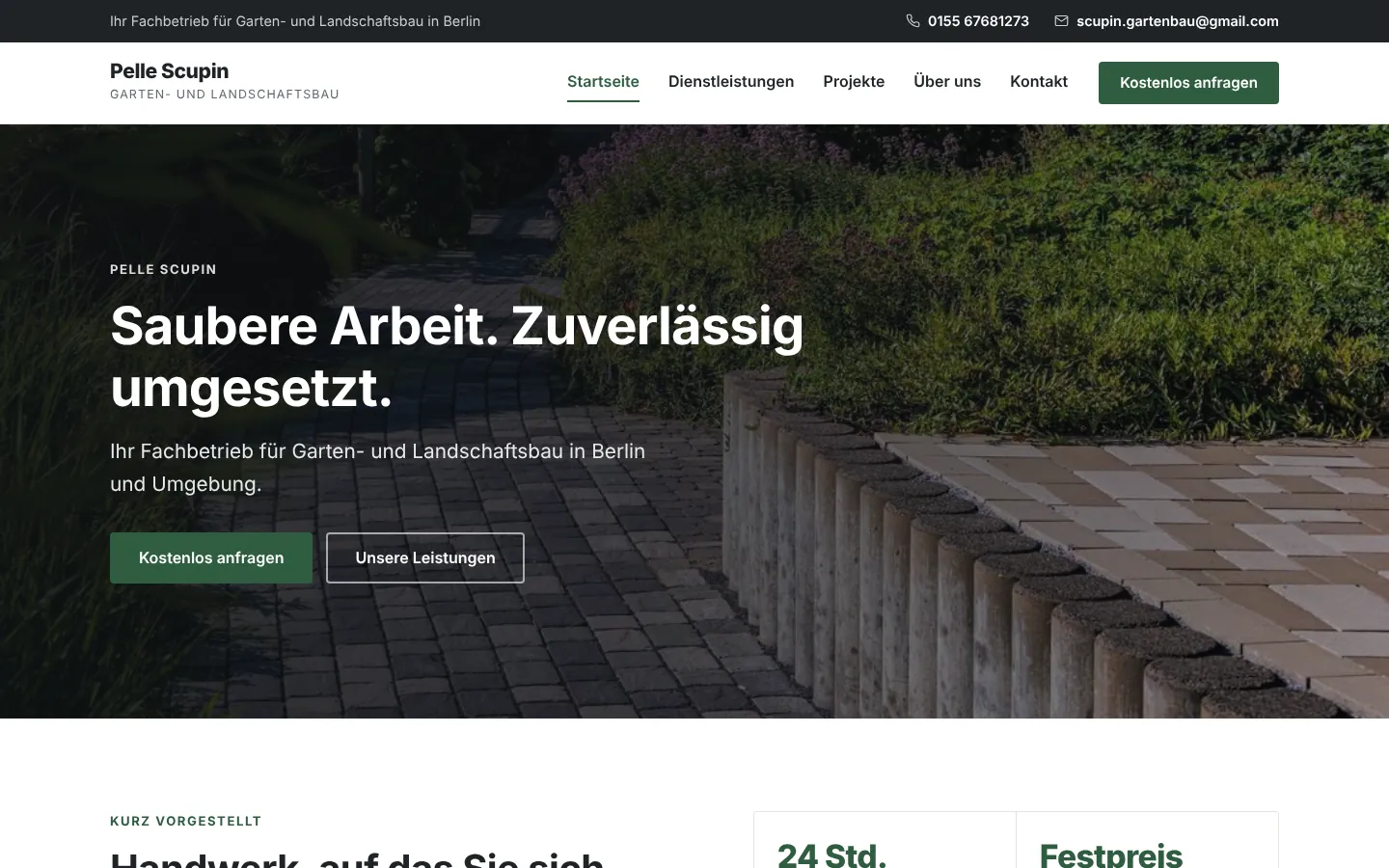 Startseite der Website von Pelle Scupin Garten- und Landschaftsbau